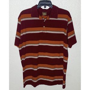 Machine Mens Polo Top Red L Striped Short Sleeve C